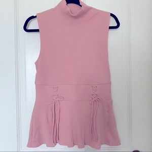 Express Pink Peplum Sleeveless Top